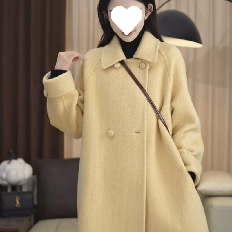 Korean Style Mid-length Sheep Wool Coat, Small, Loose, Autumn and Winter Women's Long Woolen Coat, Spring and Autumn Style