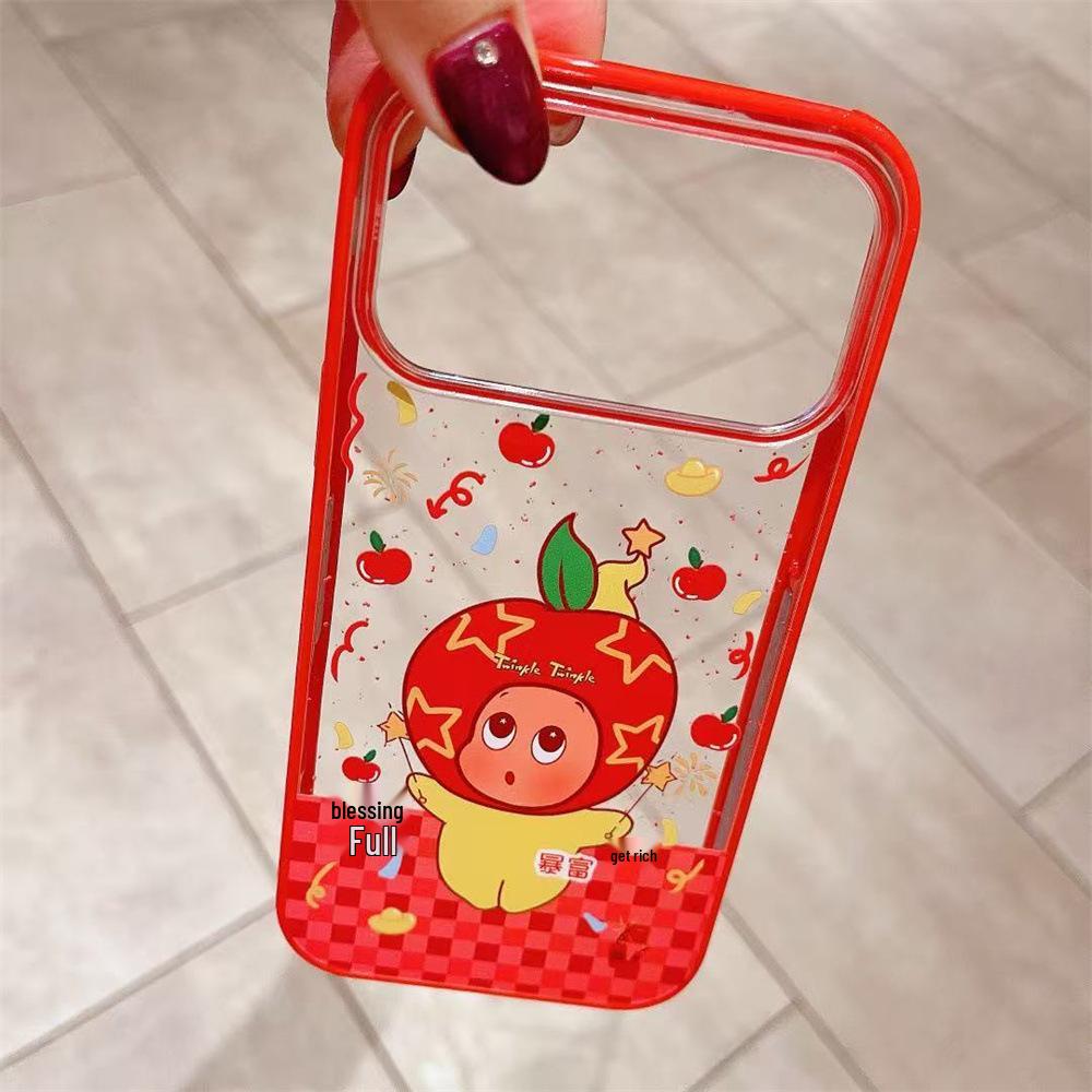 iPhone 17/16 Pro Max Cartoon Red Star Anti-fall Phone Case for Apple 15/14