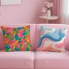 Art Theme Abstract Colorful Pattern Cushion Cover Soft  EasyWash Pillow Case  Versatile for Couch Bed Travel and Office