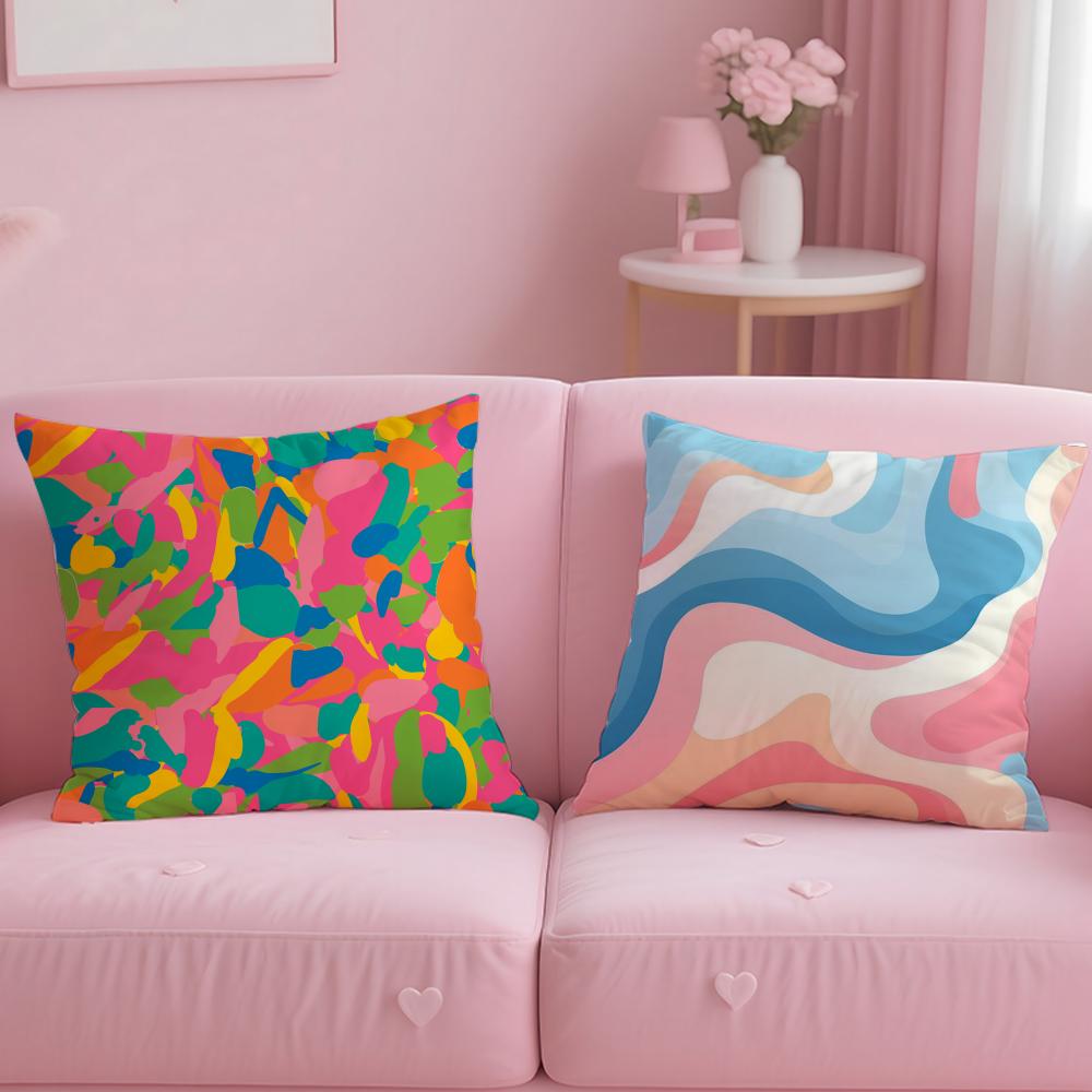 Art Theme Abstract Colorful Pattern Cushion Cover Soft EasyWash Pillow Case Versatile for Couch Bed Travel and Office