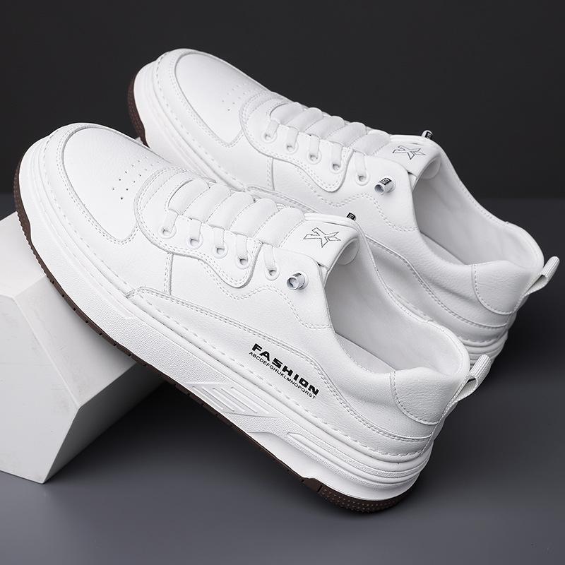 Autumn New Beanie Shoes, Men's Shoes, Soft Sole Trend, Versatile, Daily Business Casual Leather Shoes, Bean Board Shoes, White Shoes