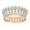 Round Princess Queen Tiara European Crystal Full Crown Metal Bridal Wedding Crowns  Birthday Party