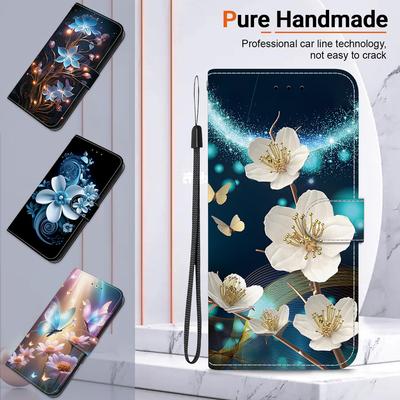 3D Abstrakte Kunst Malerei Blumen Tiere Leder Handyhülle Buchständer für Honor X7c Moto G75 Oppo A60 OnePlus 13 Realme 11 Kartenfach Flip Cover