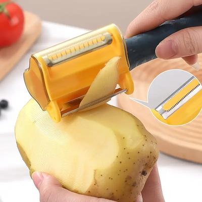 3-in-1-Klingenschäler, Gemüse- und Obstschäler, Multifunktions-Schälmesser, Gurkenreibe, praktischer Messerschärfer, Küchenwerkzeug