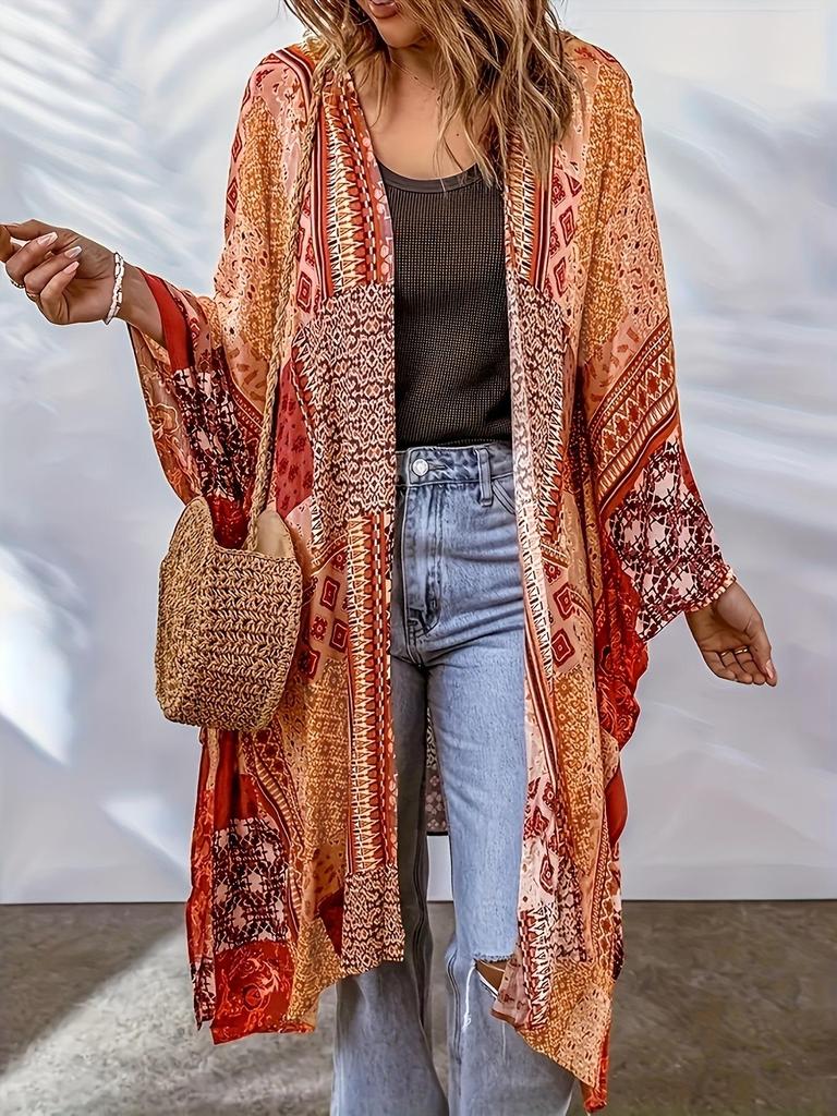 Women's Bohemian Aztec Print Cardigan Cloak - Spring/Autumn Collection