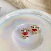 New trendy 111 silver needle zodiac cute cow stud earrings, retro cute earrings, red festive small and exquisite earrings