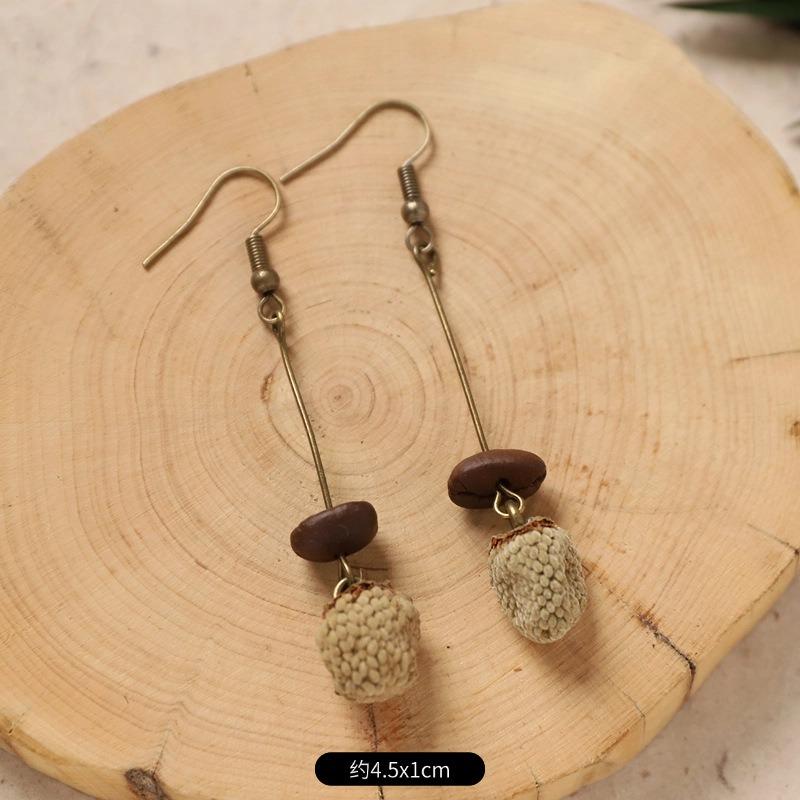 Original Design Traditional Chinese Medicine Plant Earrings Retro Literature Natural Fruit Handmade Long Earrings Women