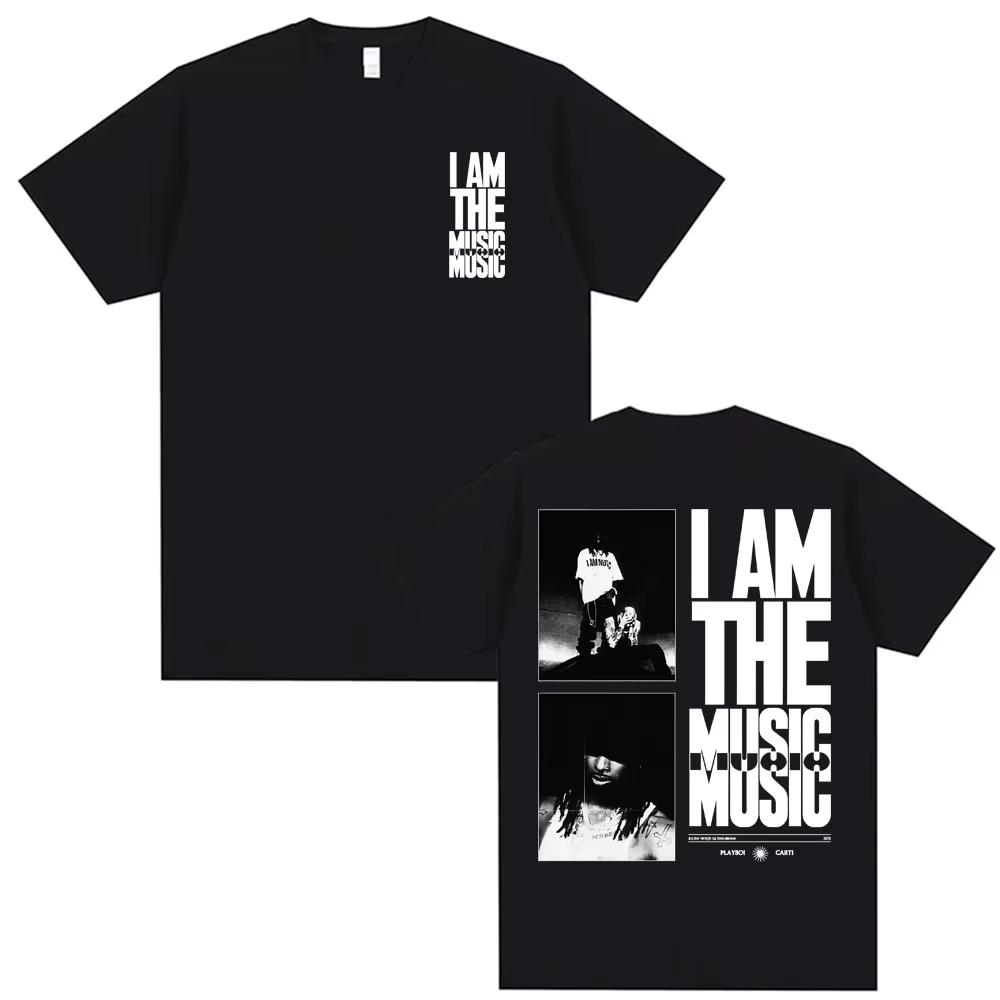 rapper Playboi Carti  I AM MUSIC Album100Cotton graphics Tshirt Mens Fashion Oversized Casual Unisex Retro Short Sleeve shirt M