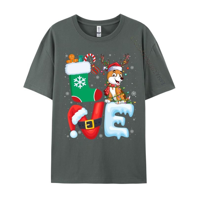 Dog Lover Santa Hat Christmas Tree Lights Dog Owner Xmas Tshirt Oversize Cotton Shirt For Men T-Shirt
