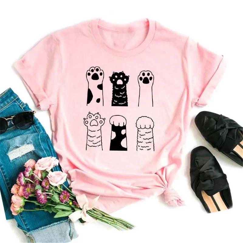 Maycaur Kawaii Cats Print Summer Cute Women Tshirt Funny Cartoon T Shirt FeUnisex Ullzang Tshirt 90s Fashion Korean Style Top Tee