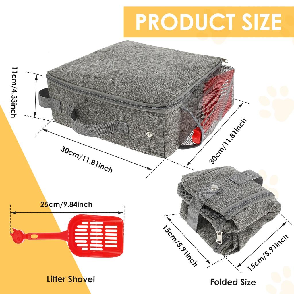Portable Cat Litter Box Foldable Cat Travel Litter Box with Litter Scoop Square/Rectangle Waterproof Leakproof Pet Toilet Tray