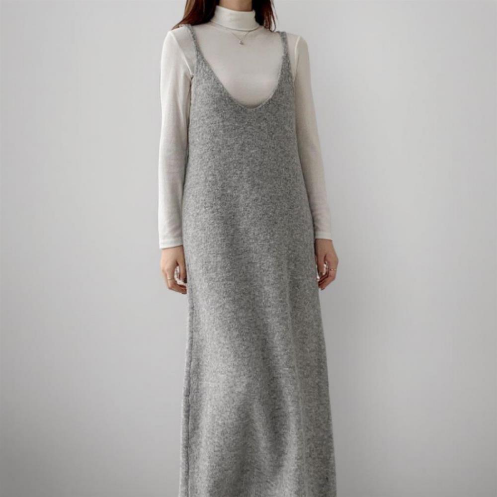 New ArriVAls Open Run Women Wool Knit StrAp V Neck A Line Long Dress