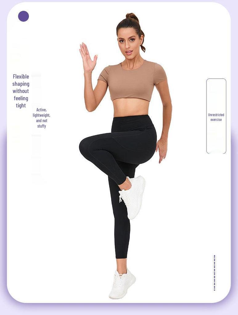 Women's Quick-Dry Short Sleeve Yoga Top - Breathable, Elastic, Tight-Fit, Summer Sport Apparel