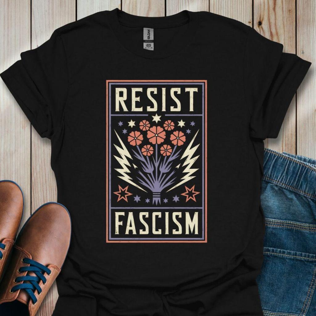Resist Fascism Graphic Tee Activist AntiFascist Unisex Shirt Casual Fashion Short Sleeve T Shirt Casual Female ONeck Tops