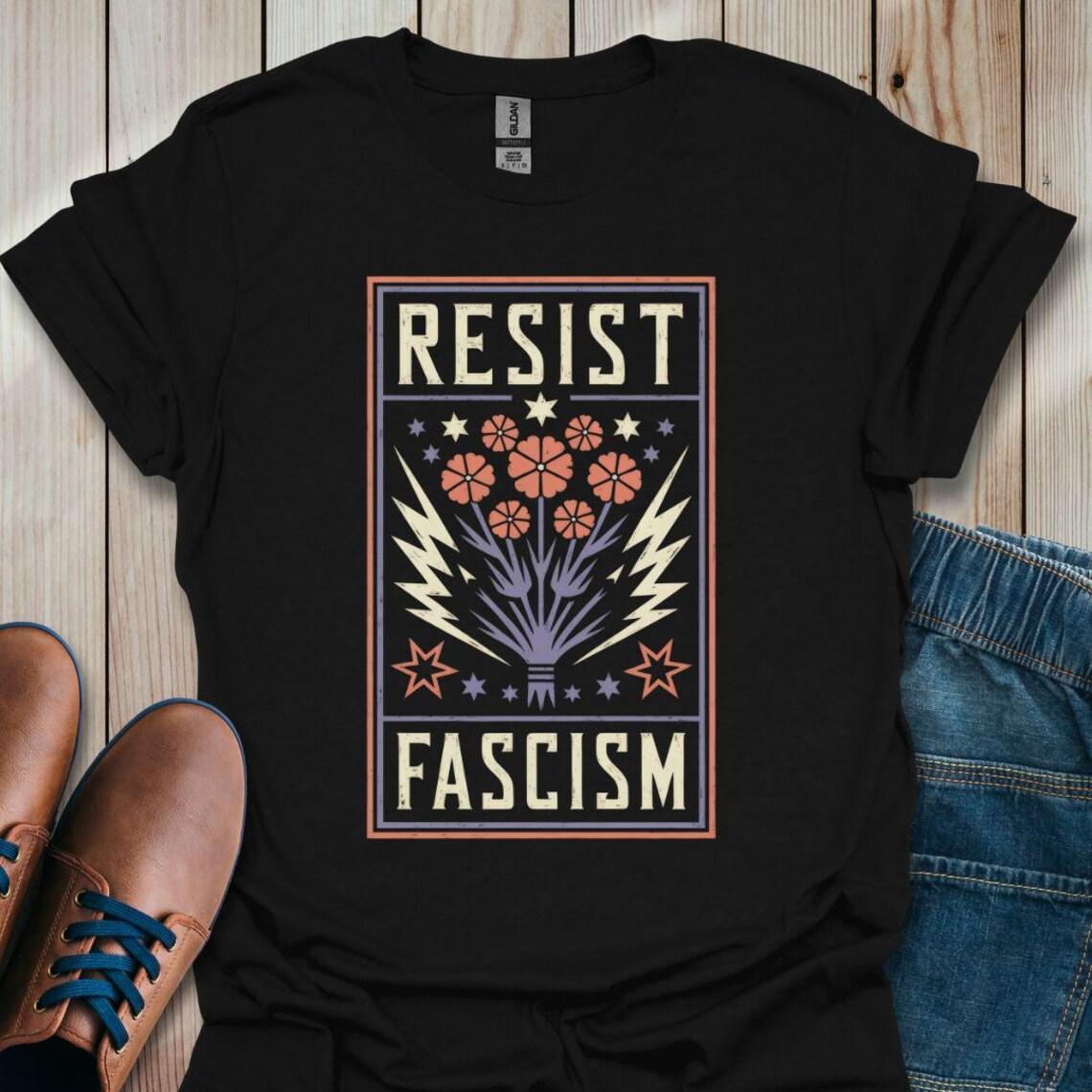 

Resist Fascism Graphic Tee Activist AntiFascist Unisex Shirt Casual Fashion Short Sleeve T Shirt Casual Female ONeck Tops 2XL