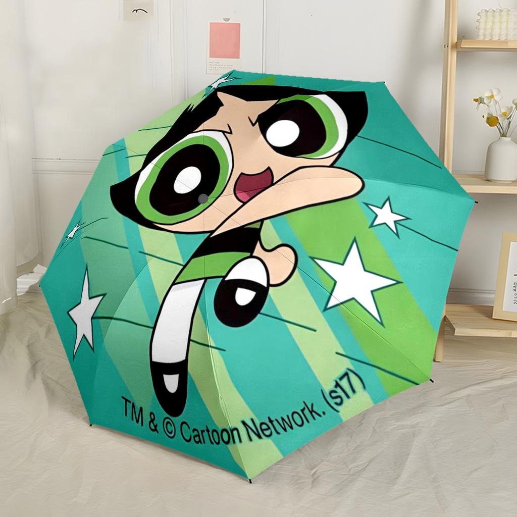 Powerpuff Girls Adventure Outdoor Automatic Umbrella Compact 8-Rib Lightweight Foldable Design for Outdoor Daily Use Stylish Accessory