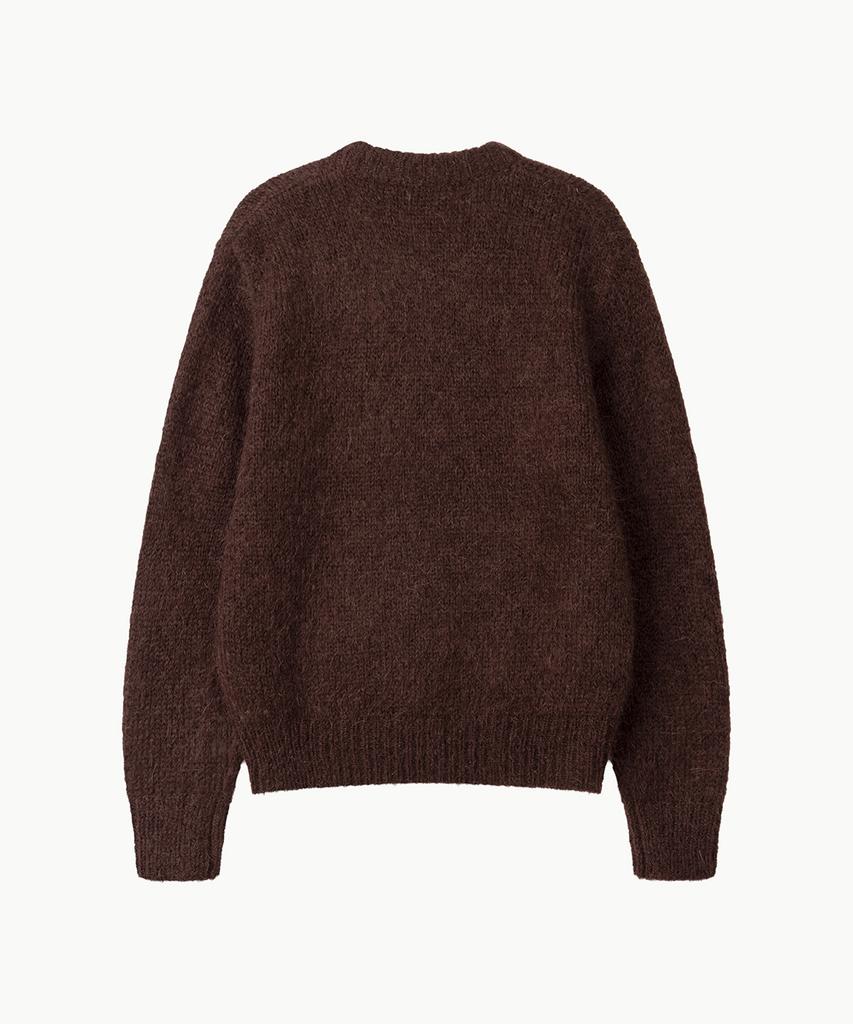Leondi Brushed Mohair V-Neck Knit - Brown