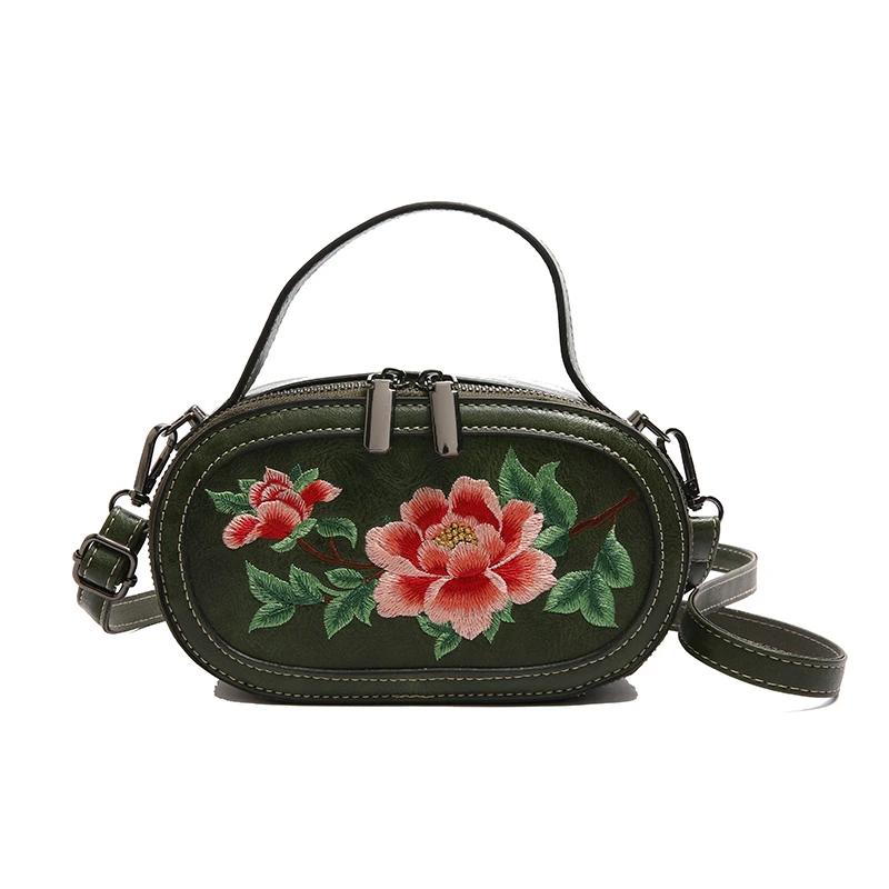 Exquisite Flowers Embroidery Crossbody Bags Sense of Luxury Solid PU Shoulder Bags 2026 New Grace Chinese Style Women's Handbags