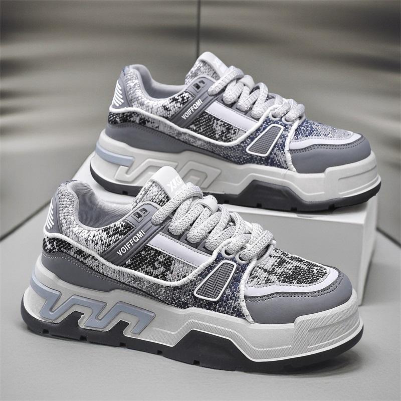 Autumn men's shoes niche design sense casual Internet celebrity weaving panel shoes soft sole versatile thick sole heightening sports tide shoes