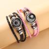 Fashion Sun Moon Couple Bracelet Noctilucent Leather Handmade Weave Retro Punk Valentines Day Jewelry Gift for Couples