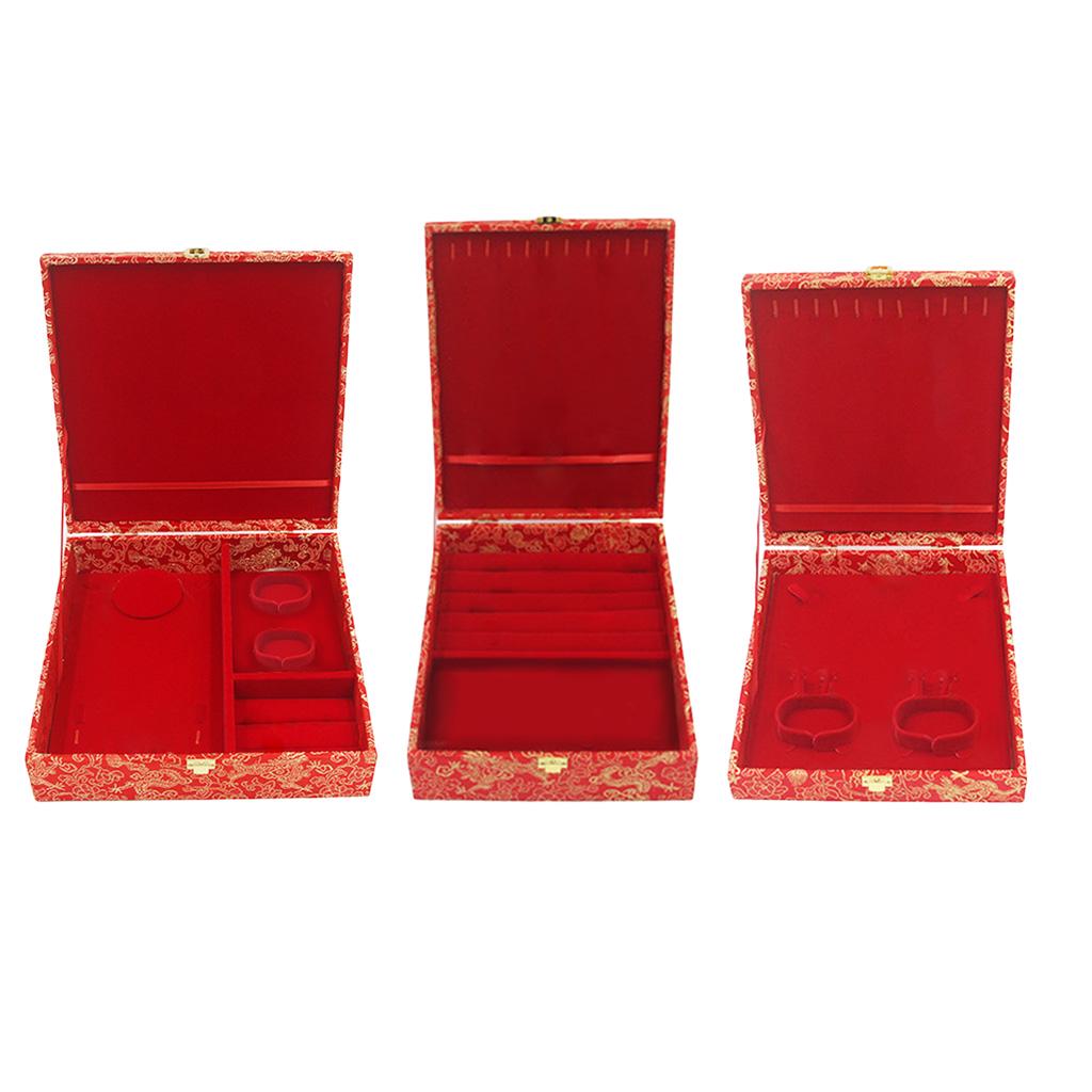 Buy Velvet Jewelry Set Box Tray Wedding Ring Necklace Storage Display Organizer Red at