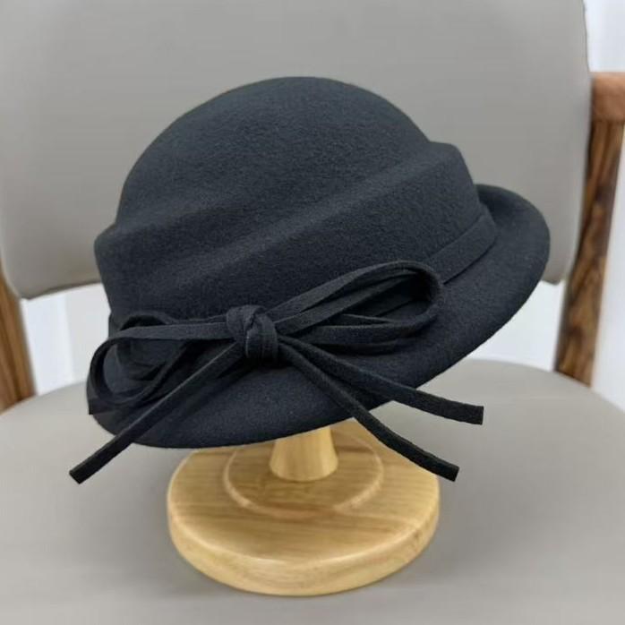 High-end French temperament Australian wool top hat women's new autumn and winter small basin hat high gram weight beret hat
