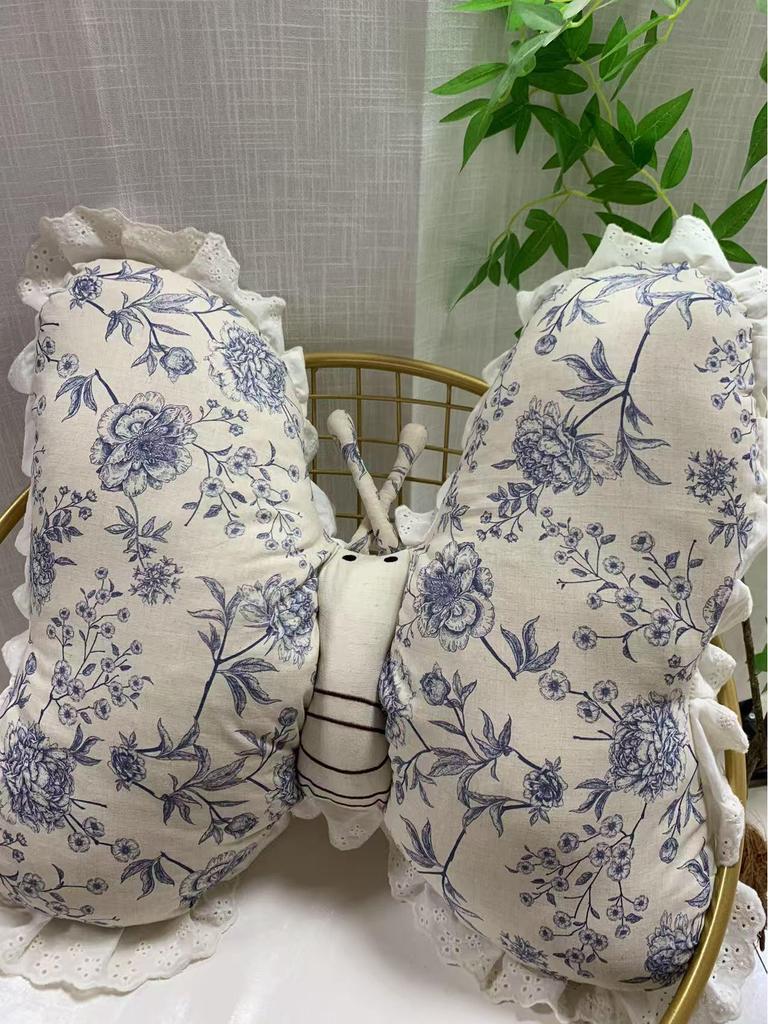 Floral Lace Cotton Linen Throw Pillow for Sofa, Bedroom, Office - Simple Backrest Seat Cushion