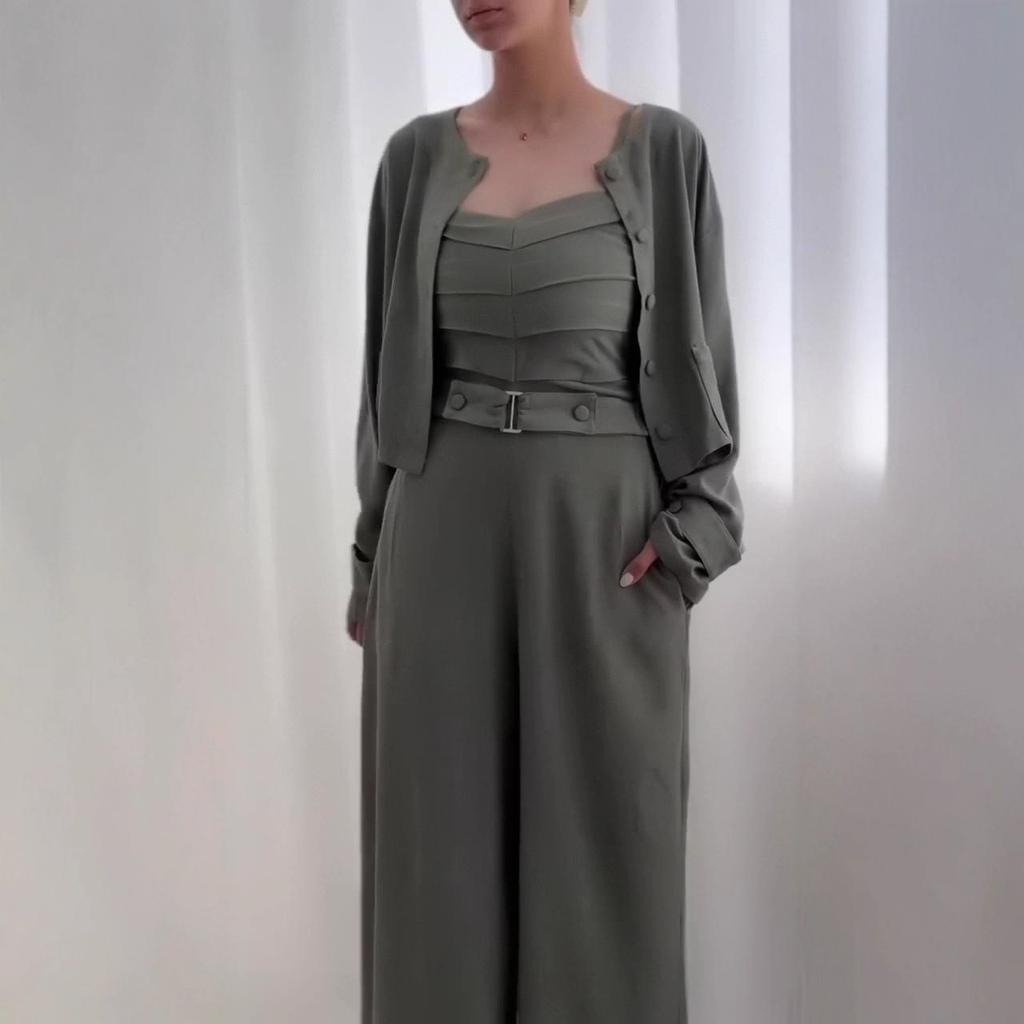 2025 Cross-border European and American Women's Clothing Amazon Early Autumn New Waist and Thin Jumpsuit Sunscreen Top