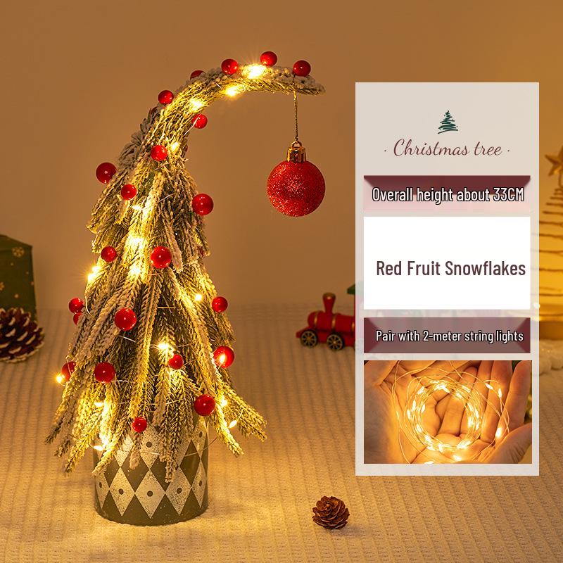 Small Crooked Neck Christmas Tree Ornament for Desktop Decoration