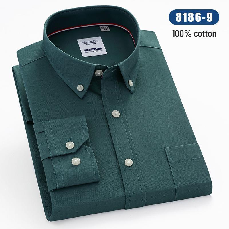 Men's Long Sleeve Striped Oxford Button-Down Shirt - New Color