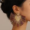 1 Paar Modeaccessoires Retro Temperament Ohrringe Damen Herz Fächerförmige Quasten Ohrstecker Damen Ohrhänger für Damen