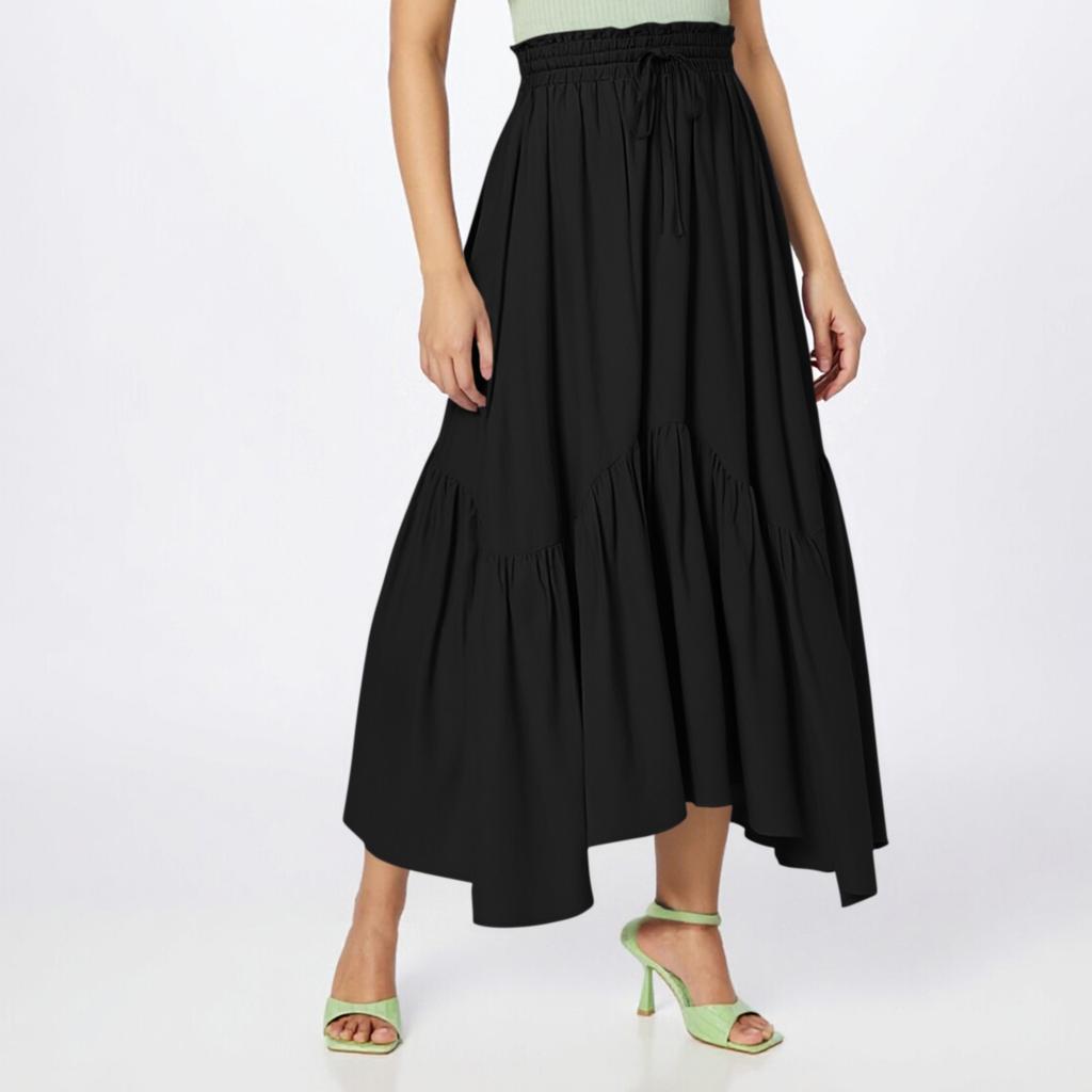Women's Fashionable Retro High Waisted Long Skirt With Pockets