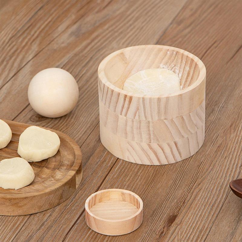 Dough Presser Dumpling Skin Pressing Tool,Wooden Dumpling Skin Maker Reusable Round Ravioli Maker Dumpling Wrapping Tools