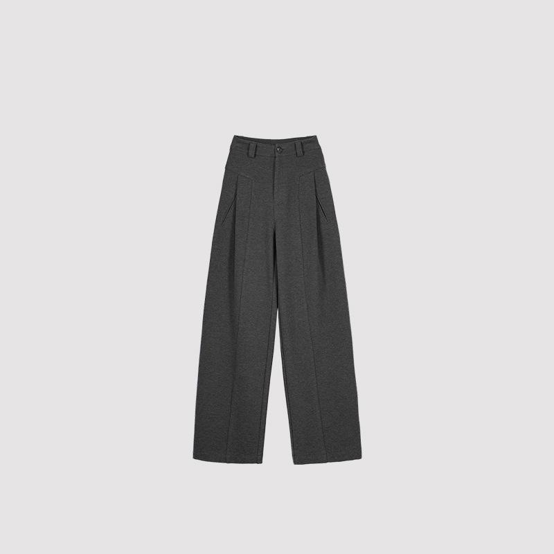 

Женские брюки свободного покроя с высокой талией и широкими штанинами, осень-зима 2024 года — универсальные, модные, облегающие и свободные для поездок на работу Size 28 (106-115 jin, 21 inches) серый