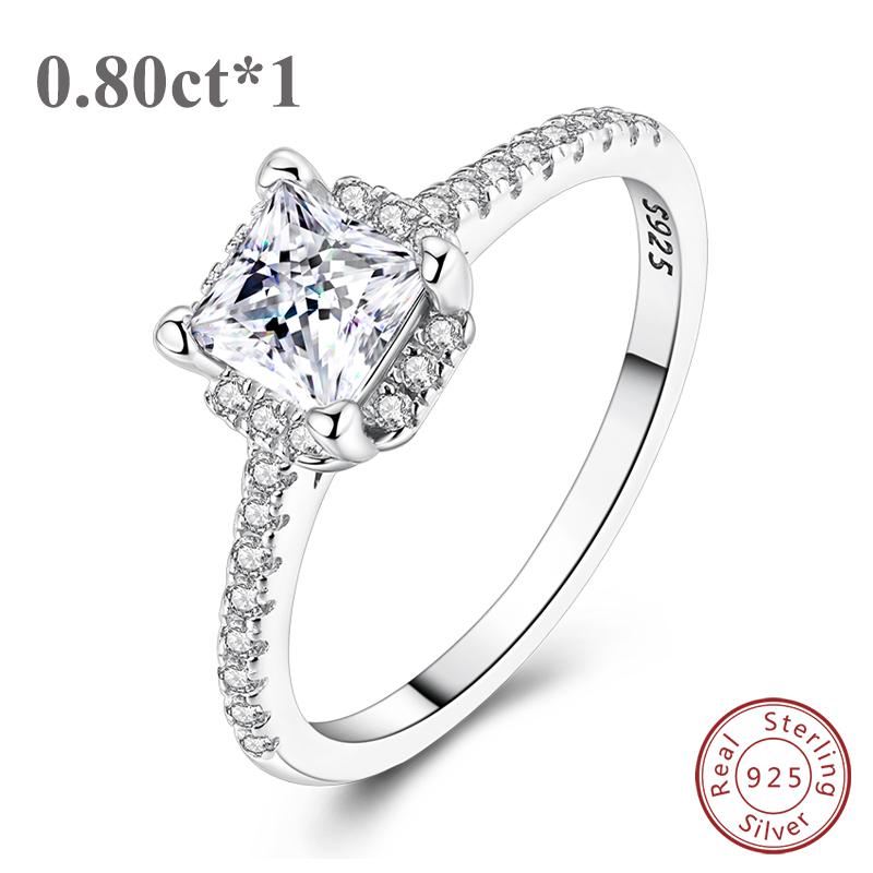 Genuine 0.8Ct Moissanite Ring Design Genuine Copper Shining Princess Square Ring For Women Finger Band Wedding Engagement Jewelry Creation