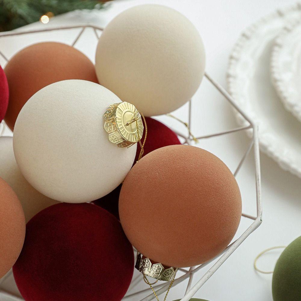 6pcs Set 8CM Size Christmas Ball Decoration Plastic Velvet Balls Flock Colored Christmas Tree Pendant Party Wedding Gifts