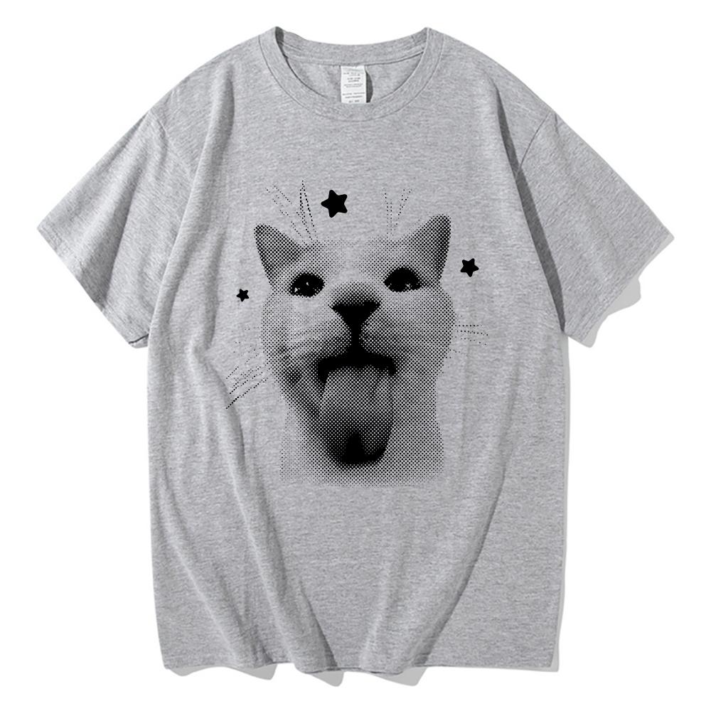Y2k Retro Freaky Cat T Shirt Kawaii Unisexunisex Clothing Cotton Clothes Graphic Tops For Cat Lover Gifts Hight Quality T Shirts