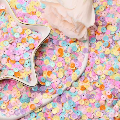 80g Creative DIY Decorative Material Concave Type Round Phantom Color PVC Sequin Glitter Medium Hole Jewelry Accessories Phone Case Water Cup
