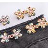 Flower Waist Tighten Pins for Pants Waist Cinch Button Clasp Brooch Clip Clothing Accs Easy Use Waist Fitness Snap Pin