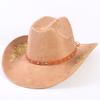 Popular Chapéu de Cowboy Ocidental Clássico Europeu e Americano de Camurça para Homens e Mulheres com Aba Larga Bordado Chapéu de Sol para Exterior