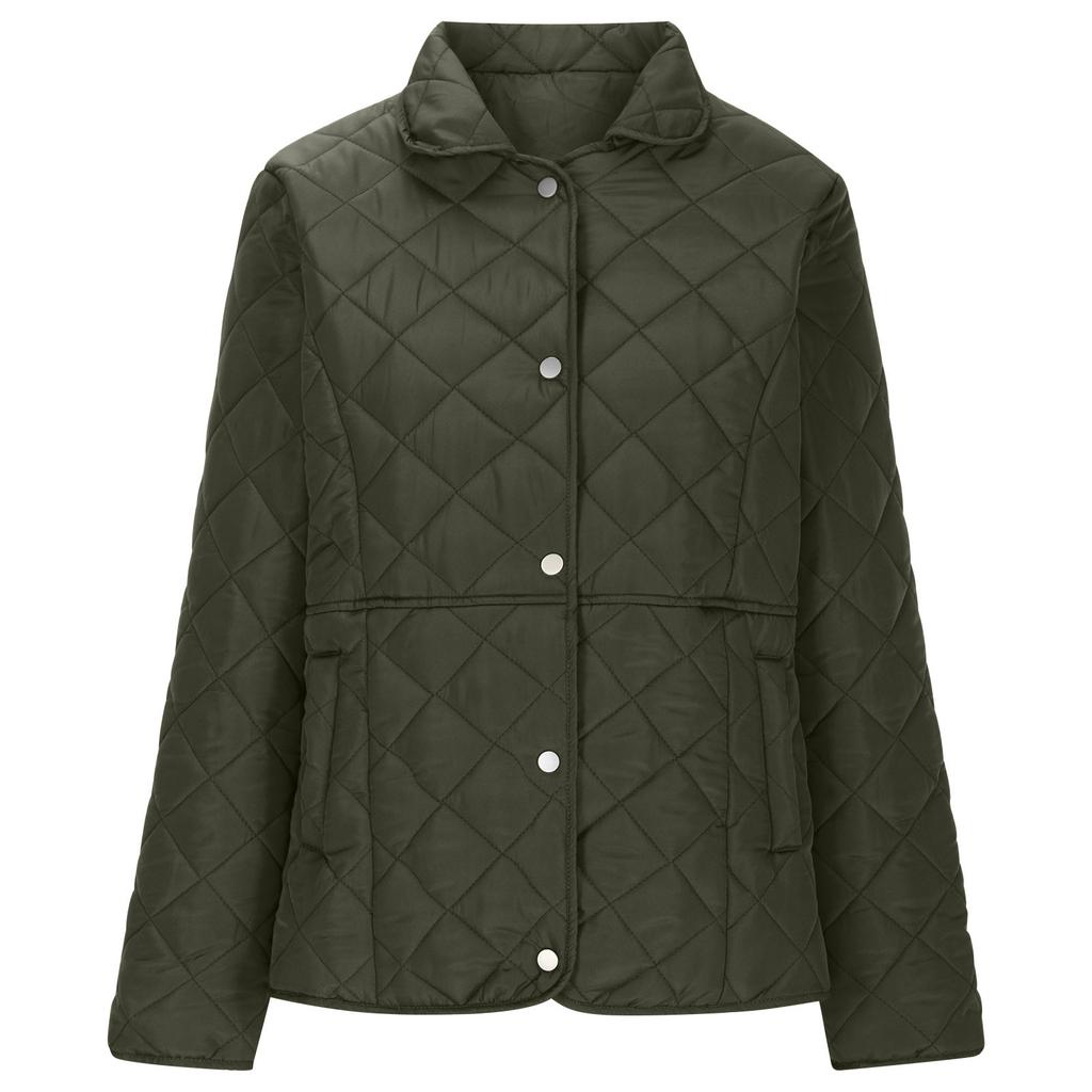 Modische Damen Farbe Langarm Knopfleiste Tasche Freizeit Leichte Baumwolljacke
