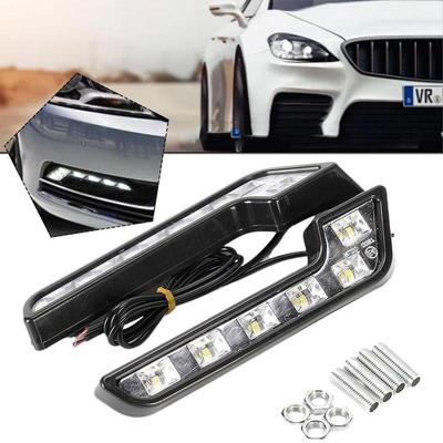 2 Stück Universelle LED-Tagfahrlichter für Autos 6 LEDs 12V L-förmig DRL Weißes Licht 660LM Wasserdichte Fahrlicht-Nebelscheinwerfer Zubehör