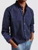 2024 European & American Men's Retro Solid Color Lapel Long Sleeve Shirt