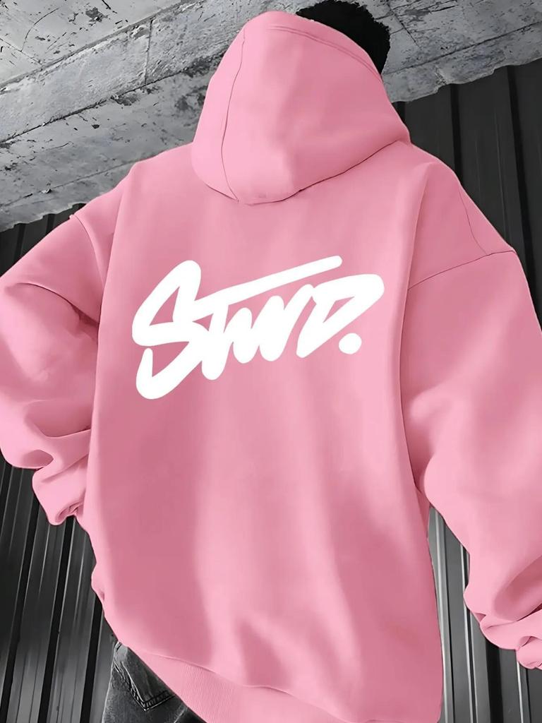 Felpa con cappuccio da uomo alla moda con stampa di lettere - Vestibilità larga, Stile street europeo americano, Collezione Primavera/Autunno