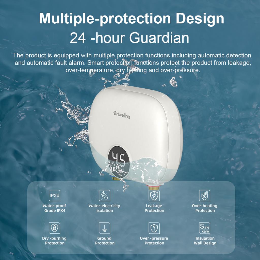 110V/220V Instant Water Heater Bathroom Kitchen Wall Mounted Electric Water Heater Tankless Water Heater