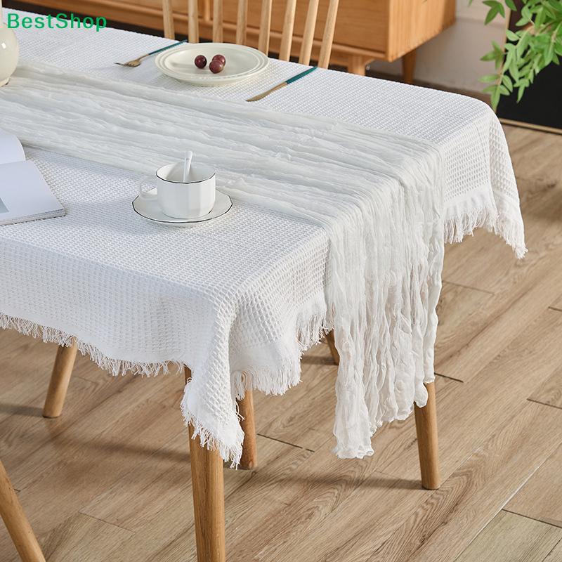 Cheesecloth Table Runner Gauze Tablecloth Semi-Sheer Crinkle Table Cover Boho-style table runner 180*90/90*340cm