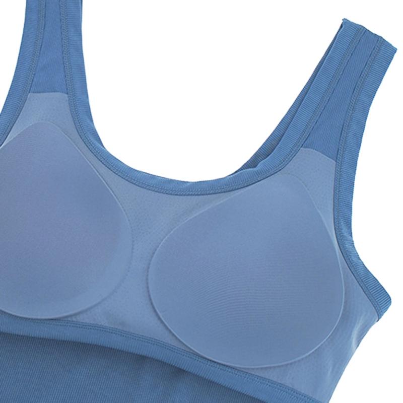 Women's Camisole Wide Shoulder Vest with Chest Pad Fitness Tanks Top