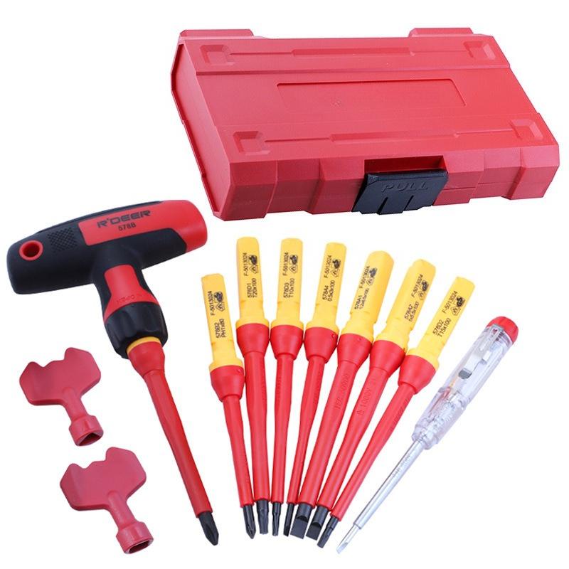 12pcs a Set T-Handle Insulated Screwdriver Set 1000V Phillips, Flathead, and Hex Screwdriver Multi-Function Tool Kit