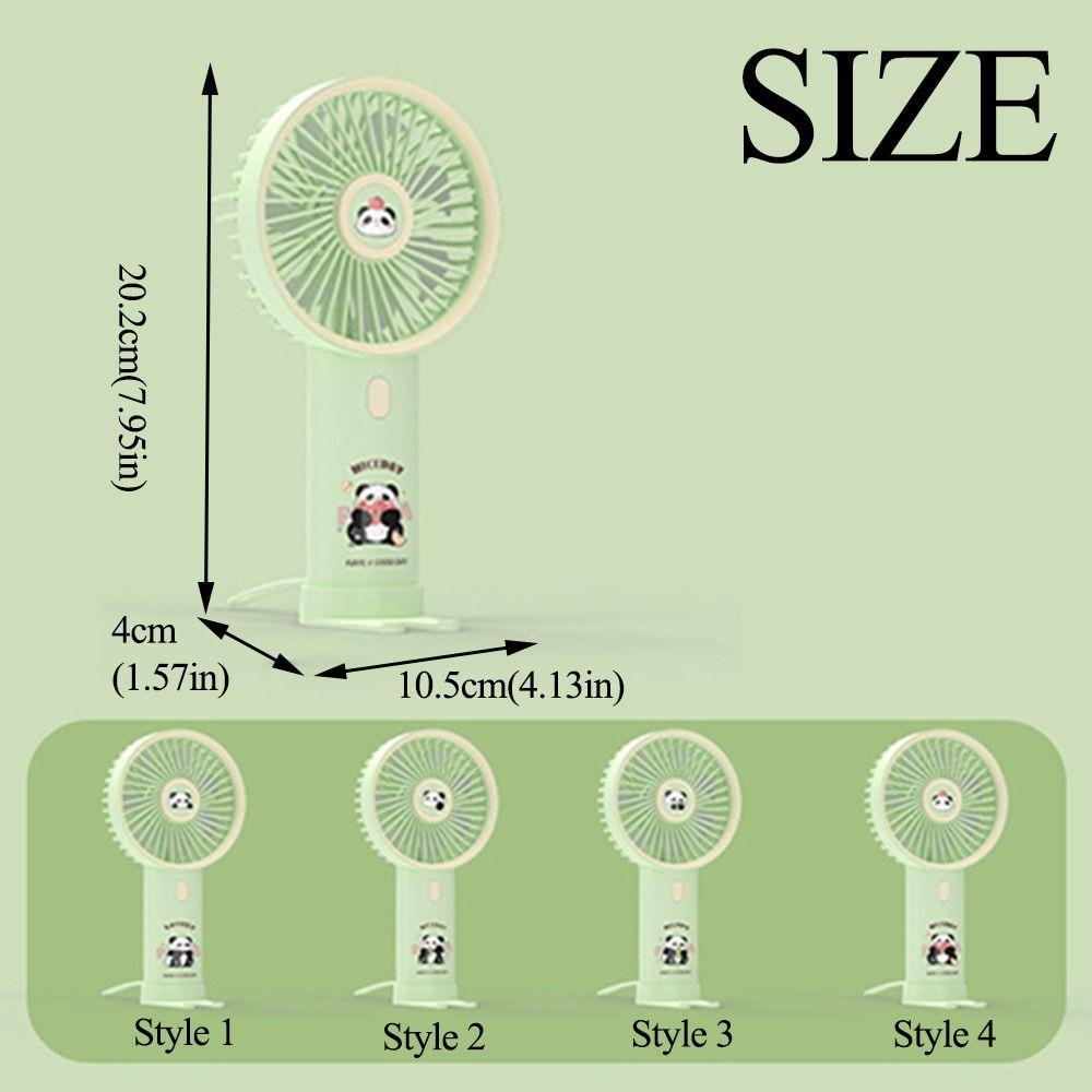 Green Cartoon Panda Fan Creative Cartoon Handheld Fan Simple Mini Electronic Fan  Camping