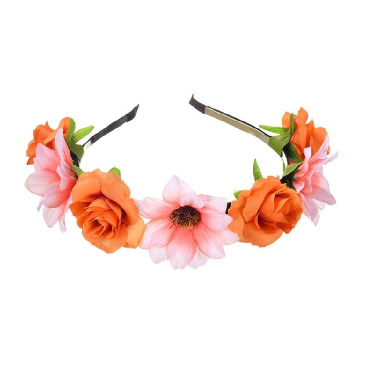 Stylish Fabric Flower Hairhoop with Leaves Birthday Party Gathering Headband Garland Hairband for Various Event
